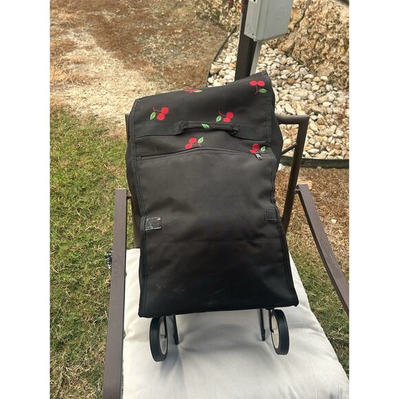 Tote Bag with Wheels Handles Multi Compartment Grocery Travel Black 22x13 - Picture 2 of 2